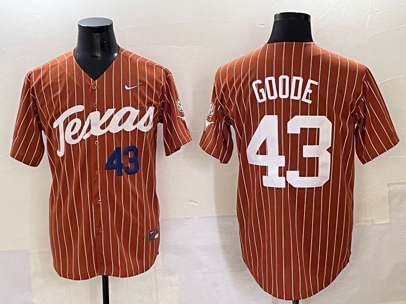 Men 2025 Texas Longhorns #43 Goode Brown stripe Joint Name Nike NCAA Jersey style 10